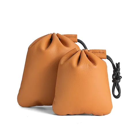 Monedero con Cordón de Cuero de Vaca Genuino Retro Bolsa de Almacenamiento Mini Monedero Portátil Para Mujeres