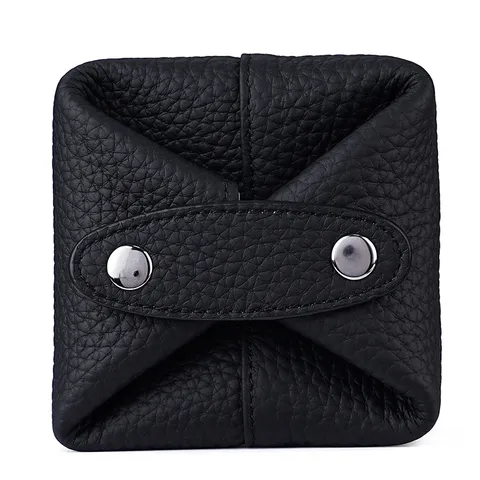 Japonés Mini Monedero de Cuero Genuino Mujer Bolsa de Almacenamiento Compacta para Auriculares Tarjetero Moda Mini Billetera