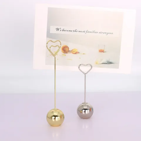 Creative Metal Crystal Card Holder Wedding Place Card Holder Heart Round Desktop Memo Clip Office Party Decor