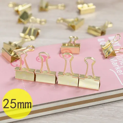 Gold Metal Binder Clips For Office Paper Clamps Document Fasteners Stationery And School Supplies