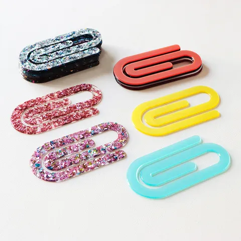 Large Thickened Glitter Acrylic Paper Clips Decorative Bookmarks For Office Stationery Document Folder