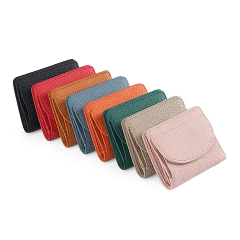 Cartera de Mujer de Cuero Genuino Bloqueo RFID Monedero Corto Bifold Tarjetero Compacto Bolsillo con Cremallera Moda