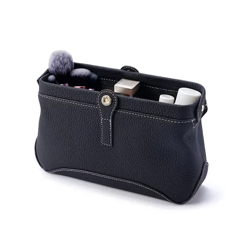 Bolsa de Aseo de Cuero Auténtico Gran Capacidad Bolsa de Maquillaje Vintage Estuche de Almacenamiento de Viaje con Hebilla de Metal