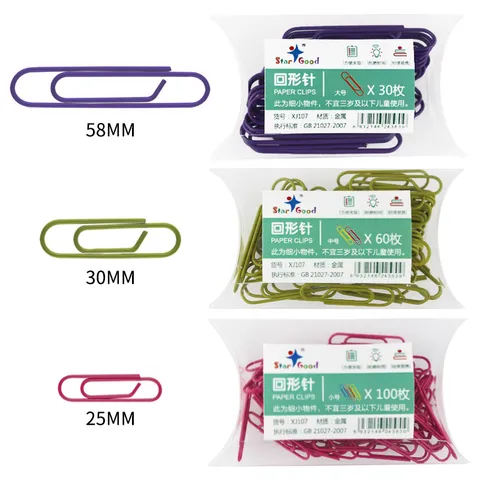 Creative Colorful Metal Paper Clips Box Office Stationery Document Fastener Clips Paperclip Set