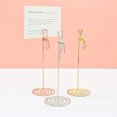 Metal Memo Clip Vertical Photo Holder Business Card Clip Desktop Message Clip For Office Wedding