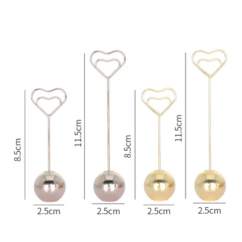 Creative Metal Crystal Card Holder Wedding Place Card Holder Heart Round Desktop Memo Clip Office Party Decor