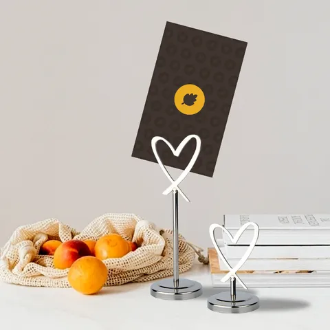 Heart Shaped Stainless Steel Memo Card Holder Desktop Stand Wedding Place Card Holder Note Clip For Office