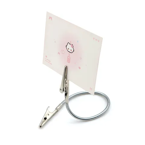 Stainless Steel Double Ended Alligator Clip Bendable Hose Card Clip Vertical Business Card Memo Note Holder