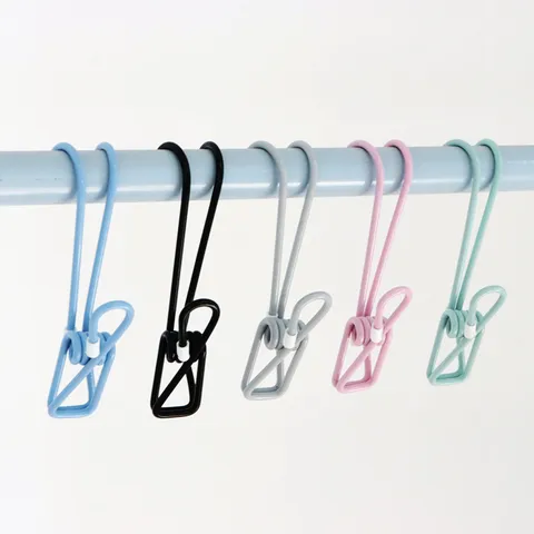 Japanese Style Metal Hook Clips Multi-Functional Drying Clip Punch-Free Home Bathroom Storage Organizer Clips