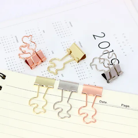 Creative Cartoon Animal Metal Binder Clips Cute Duck Bear Cat Paper Clamps Office School Stationery Document Organizing