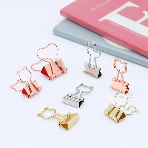 Creative Cartoon Animal Metal Binder Clips Cute Duck Bear Cat Paper Clamps Office School Stationery Document Organizing