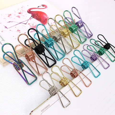 Creative Metal Binder Clips Cute Fish Shape Paper Clips Office Stationery Stainless Steel Long Tail Clips Assorted