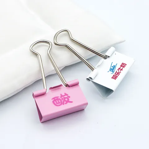 Creative Metal Binder Clips Colorful Printed Paper Clamps Office Document Organizers Cute Stationery Supplies