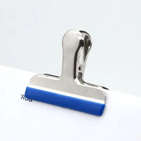 Stainless Steel Sealing Clip T Shape Non Slip Silicone Strip Food Snack Bag Sealer Office Bill Clip Metal Stationery