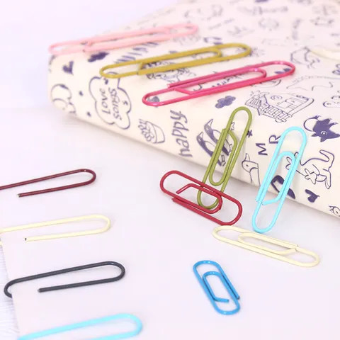 Colorful Shaped Metal Paper Clips Cute Bookmarks Assorted Sizes Paperclips With Plastic Storage Box For Office School