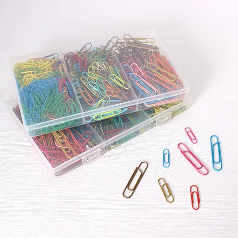 Colorful Shaped Metal Paper Clips Cute Bookmarks Assorted Sizes Paperclips With Plastic Storage Box For Office School