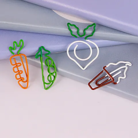 Cute Cartoon Carrot Pea Ice Cream Shape Metal Paper Clips Creative Bookmarks Student Note Binder Office School Supplies