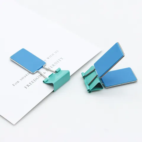 Creative Metal ABS Long Tail Clip Double Sided Printed Binder Clip Cute Office Folder Document Organizer Stationery