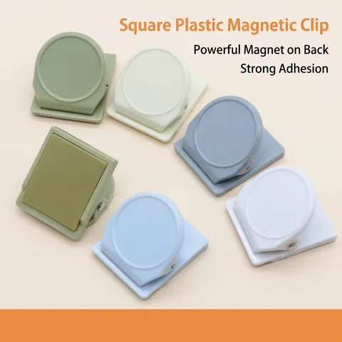 ABS Plastic Magnetic Clip Refrigerator Magnet Strong Magnetic Stationery Clip Colorful Square Magnetic Clip For Office Home