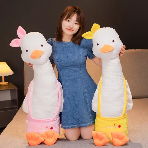 Peluche d'Oca con Trattamento a Cuore Cuscino Lungo Morbido Bambola di Animale Imbottito Regalo per Bambina