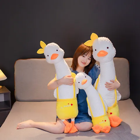 Peluche d'Oca con Trattamento a Cuore Cuscino Lungo Morbido Bambola di Animale Imbottito Regalo per Bambina