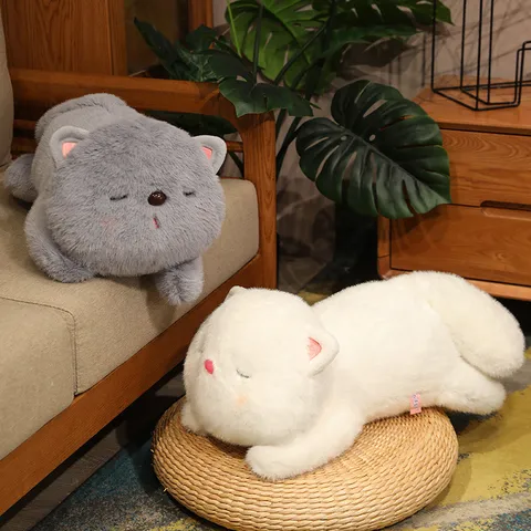 Style Japonais Chat Rond Jouet en Peluche Mignon Chatton Poupée en Peluche Doux Compagnon de Sommeil Oreiller Décoration