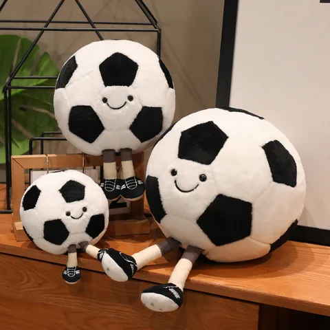 Giocattolo di Calcio in Peluche Cuscino da Calcio Imbottito Bambola Faccia Sorridente Carina Morbido Cuscino Sportivo Decorazione della Stanza Regalo