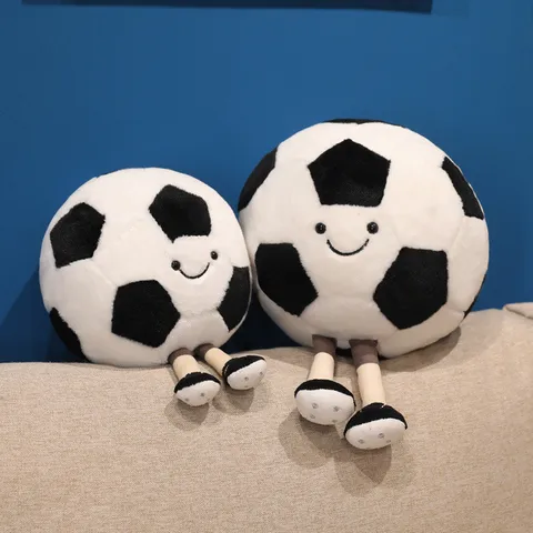 Giocattolo di Calcio in Peluche Cuscino da Calcio Imbottito Bambola Faccia Sorridente Carina Morbido Cuscino Sportivo Decorazione della Stanza Regalo