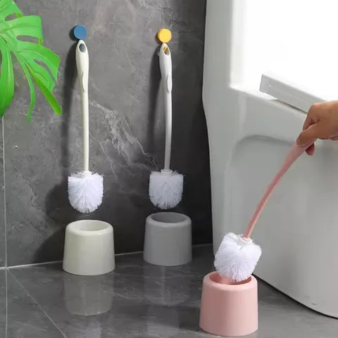 Wall Mounted Toilet Brush With Holder Plastic Deep Cleaning Toilet Bowl Brush Set For Bathroom Household Cleaning