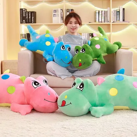 Cute Dinosaur Long Plush Pillow Stuffed Animal Soft Cartoon Dinosaur Toy Sleeping Pillow Birthday Gift for Girls Boys