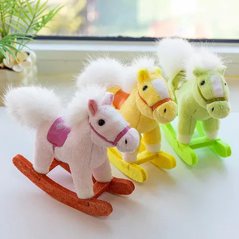 Simpatico Mini Cavallo a Dondolo in Poliestere Peluche Animale di Peluche Bambola di Pony Giocattolo Morbido Decorazione