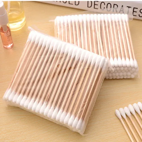 Double Headed Wooden Cotton Swabs Household Hygiene Cleaning Makeup Removal Cotton Buds For Daily Care Ear Cleaning