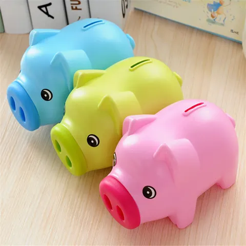 Cute Cartoon Piggy Bank Plastic Anti-Fall Coin Saving Pot Kids Money Bank Home Decor