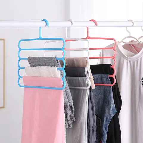 Gruccia Antiscivolo Multistrato in Plastica per Pantaloni Organizer per Armadio Salvaspazio per Pantaloni Sciarpe
