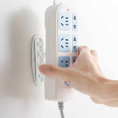 Punch Free Power Strip Fixer Wall Mounted Socket Holder Plastic Router Storage Rack