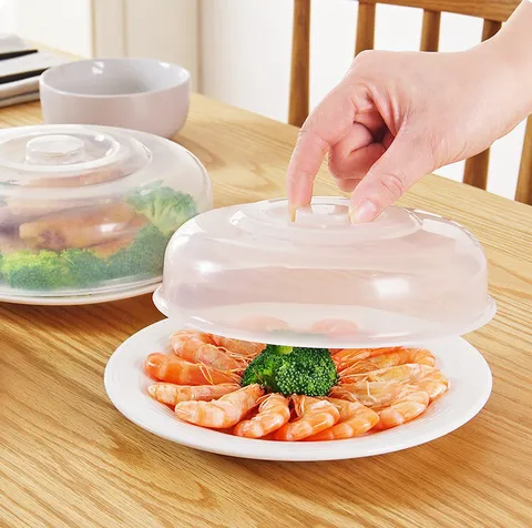 Couvercle Alimentaire pour Micro-Ondes Couvercle de Plat en Plastique Résistant à la Chaleur Transparent Outil de Cuisine