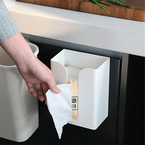 Boîte à Mouchoirs Murale Sans Poinçon en Plastique Support de Rangement Organisateur pour Salon Salle de Bain Cuisine Décoration