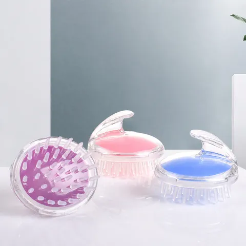 Brosse à Shampooing en Silicone Transparent Masseur de Cuir Chevelu Poils Souples Peigne de Lavage de Cheveux Poignée Ergonomique Outil de Bain