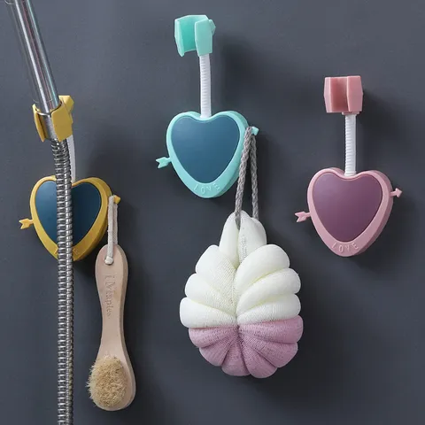 Support de Pommeau de Douche Cœur d'Amour Sans Poinçonnage Universel Ajustable Support de Douchette Accessoire de Salle de Bains