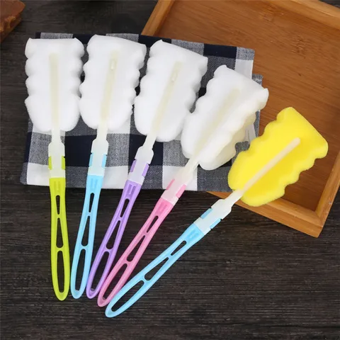 Foldable Sponge Cup Brush Bottle Cleaner With Long Handle For Cleaning Kitchen Water Bottles And Baby Bottles
