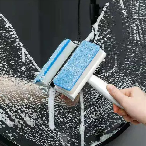 Household Double-Sided Glass Window Cleaner Plastic Bathroom Tile Cleaning Brush Squeegee Mirror Wiper Tool