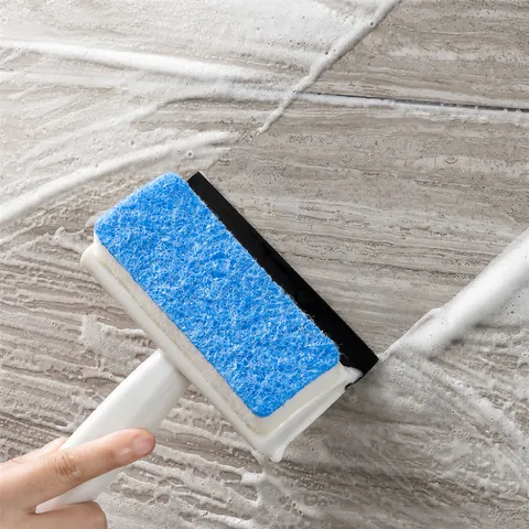 Household Double-Sided Glass Window Cleaner Plastic Bathroom Tile Cleaning Brush Squeegee Mirror Wiper Tool