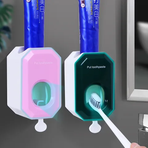 Wall Mounted Automatic Toothpaste Dispenser Punch Free Toothpaste Squeezer Bathroom Storage Holder