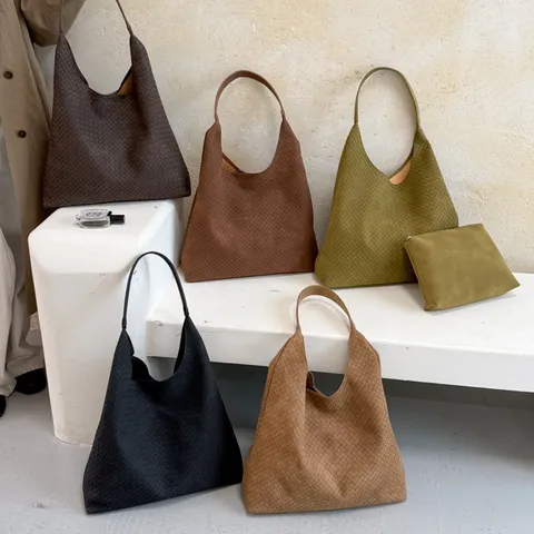Borsa Tote Intrecciata da Donna Grande Capacità in Pelle PU Borsa a Spalla Moda Classica Hobo Borsetta Con Pochette Interna