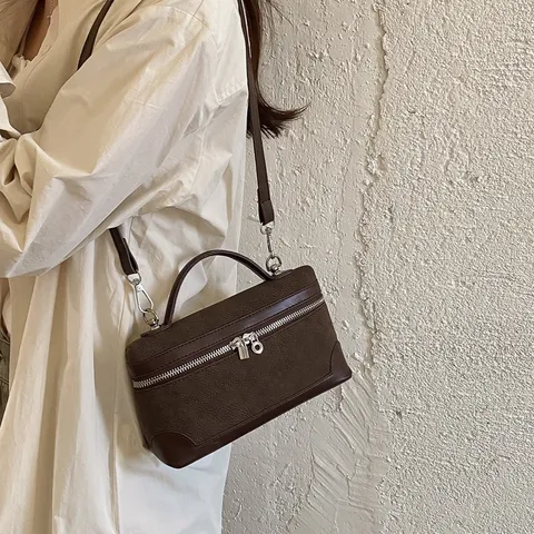 Retro Suede Bento Handbag Minimalist Matte Velvet Box Bag Women Crossbody Shoulder Bag Small Niche Tote Purse Casual Daily Bag