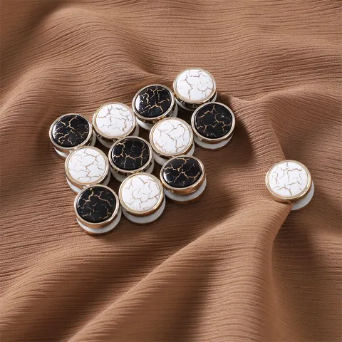 Runder Marmorriss Schwarz Weiß Magnetischer Tuchclip Hijab Pin Dekorativer Brosche Magnetische Schnalle Für Damen Sjaal Zubehör