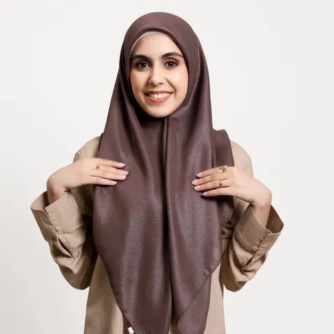 Women Large Square Chiffon Scarf Shiny Glossy Solid Color Hijab Headwrap Elegant Fashion Shawl Versatile Summer Scarf