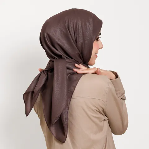 Women Large Square Chiffon Scarf Shiny Glossy Solid Color Hijab Headwrap Elegant Fashion Shawl Versatile Summer Scarf