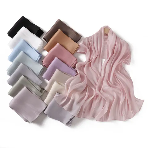Damen Einfarbig Glänzend Satin Scharf Vielseitig Drapiert Langer Shawl Leicht Atmungsaktiv Kopftuch Sonnenschutz
