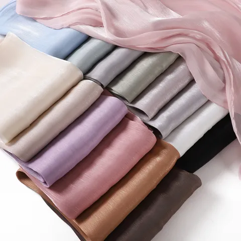 Damen Einfarbig Glänzend Satin Scharf Vielseitig Drapiert Langer Shawl Leicht Atmungsaktiv Kopftuch Sonnenschutz